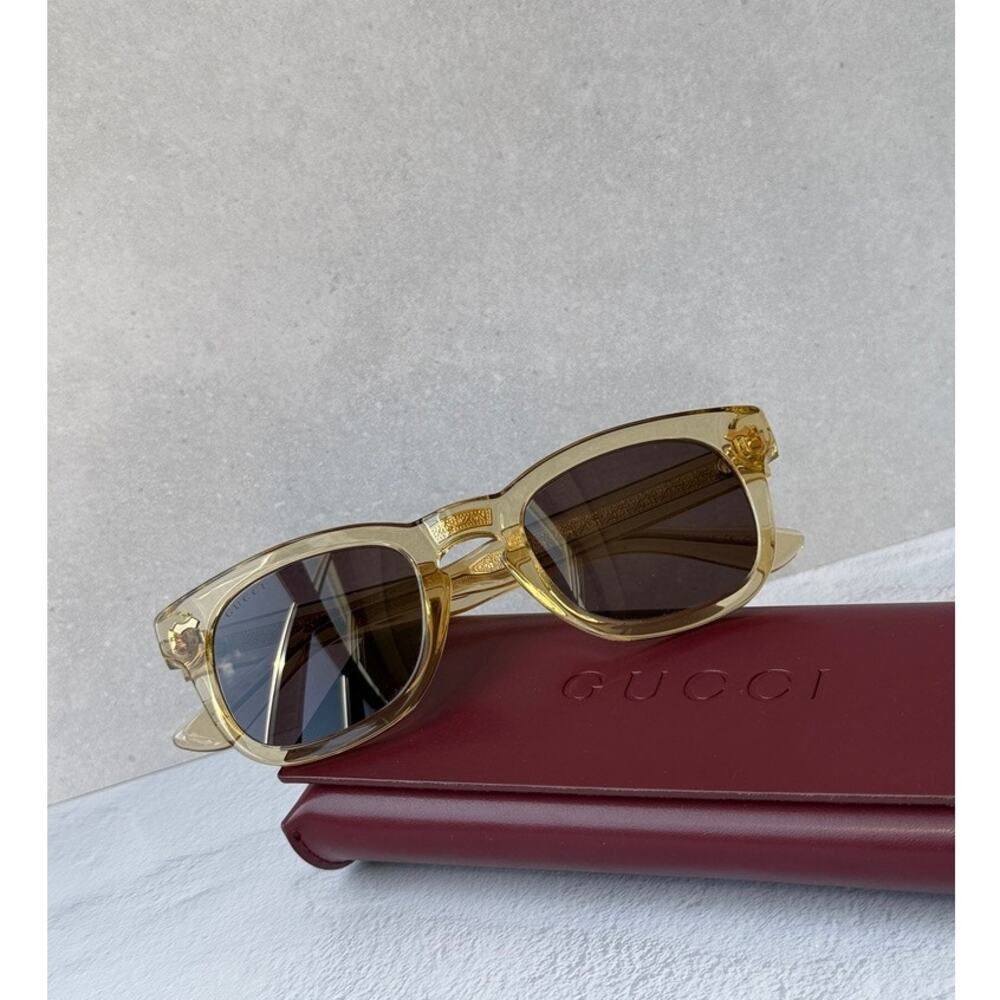 NEW Gucci GG0182S Transparent Brown Unisex Sunglasses